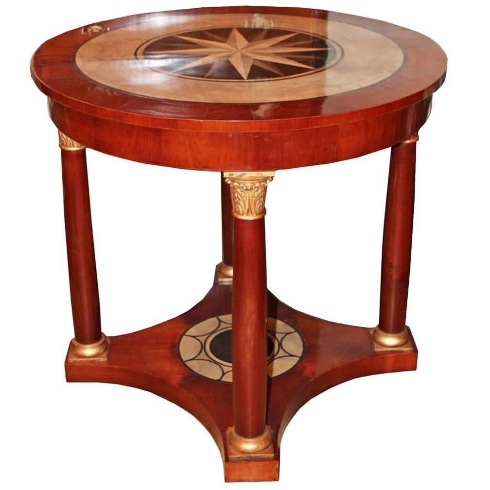 19th Century Italian Mahogany, Parcel-Gilt and Scagliola Center Table For Sale