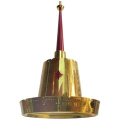 Mid-Century Modern Brass Pendant Fixture 2