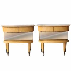 Pair of Nightstand with Mirror