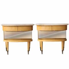 Antique Pair of Nightstand with Mirror