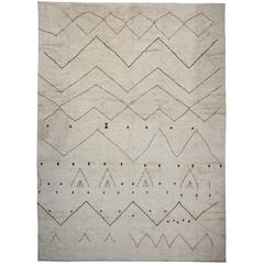 Mid-Century Modern Style Moroccan Rug with Tribal Design 11
