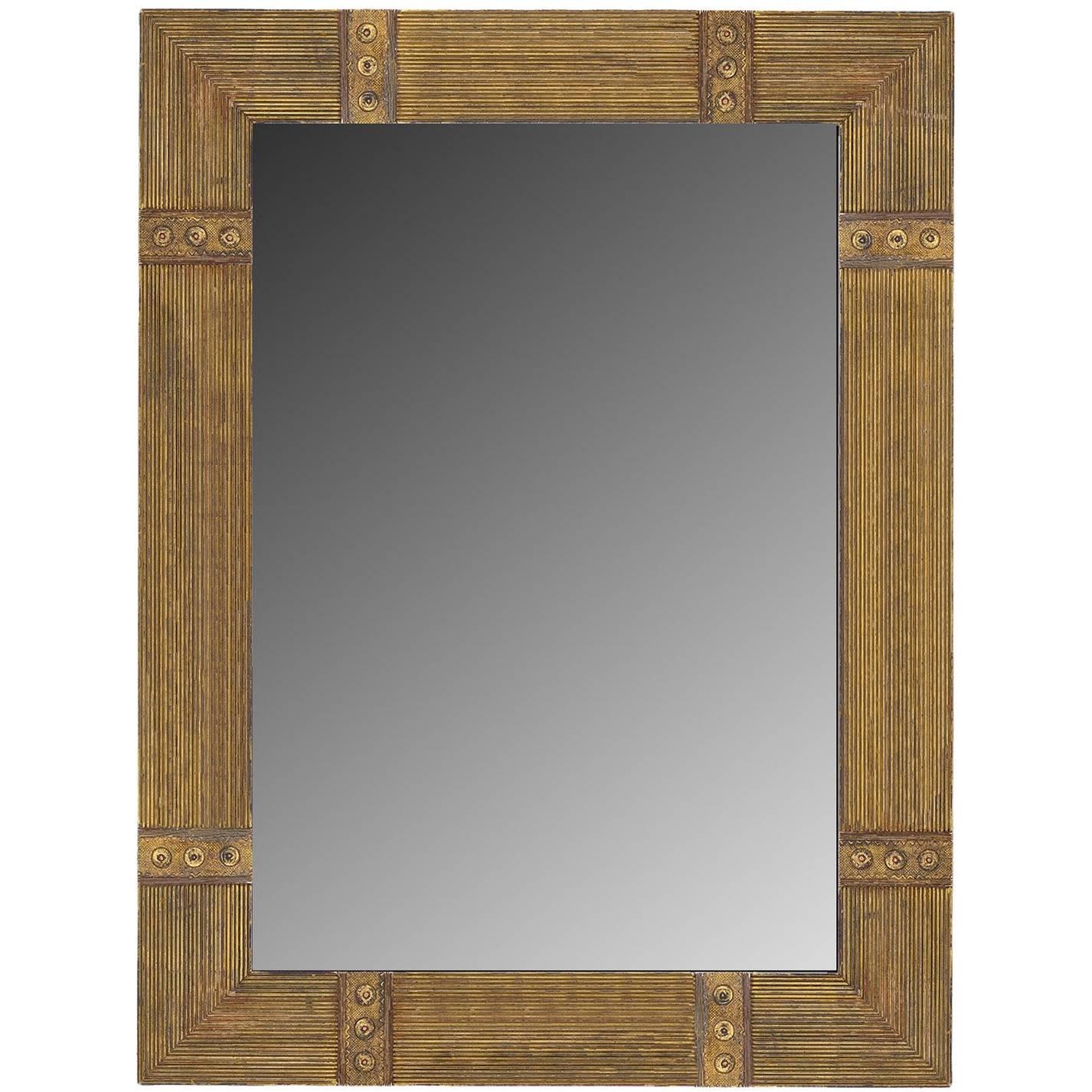 Austrian Style Reeded "Button" Mirror For Sale