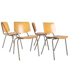 Vintage 1960s Stock 19+ of Dutch Industrial School Chairs by Kho Liang Ie, CAR Katwijk