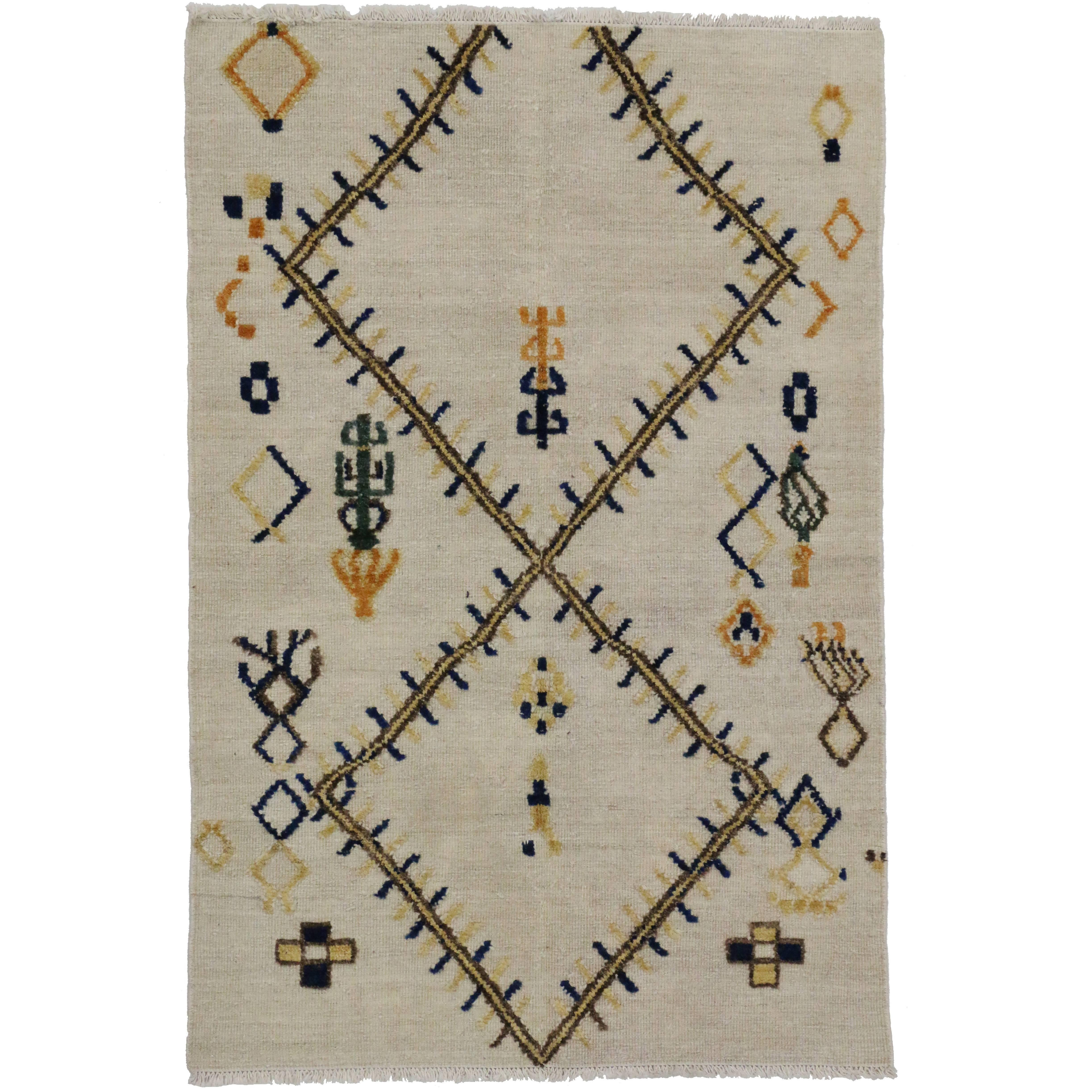 New High and Low Texture Moroccan Style Rug, Tribal Accent Rug