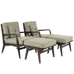 Pair of Carlo di Carli Lounge Chairs and Ottomans for M. Singer & Sons, 1950s 5