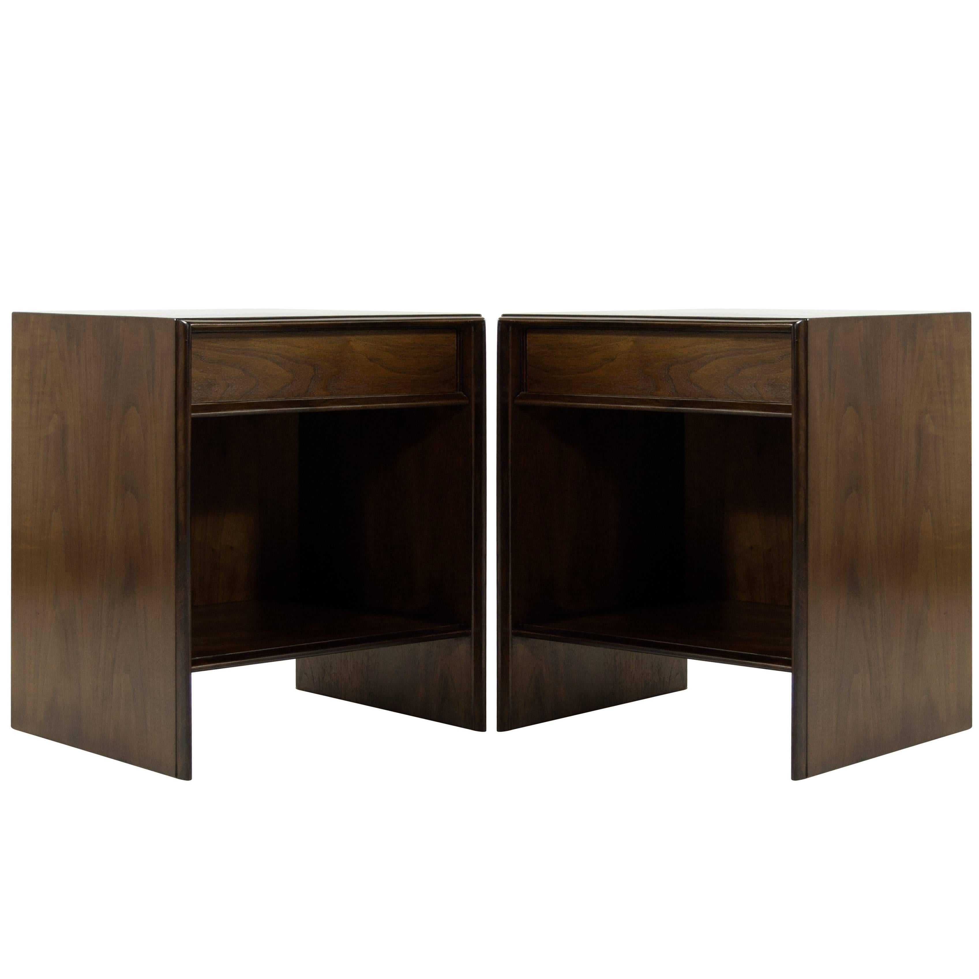 T.H. Robsjohn-Gibbings for Widdicomb Walnut Nightstands, circa 1956