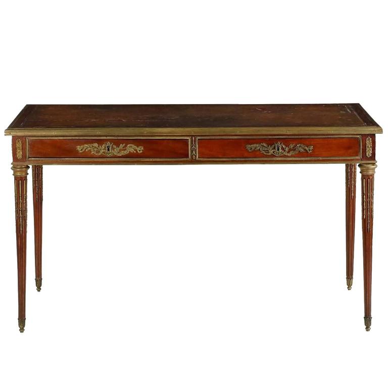 French Louis Xvi Style Gany Leather Top Writing Desk 19th French Louis Xvi Style Gany Leather Top Writing Desk 19th Century For