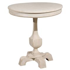 Swedish Cream Painted Wood Guéridon Table with Pedestal Base, circa 1890