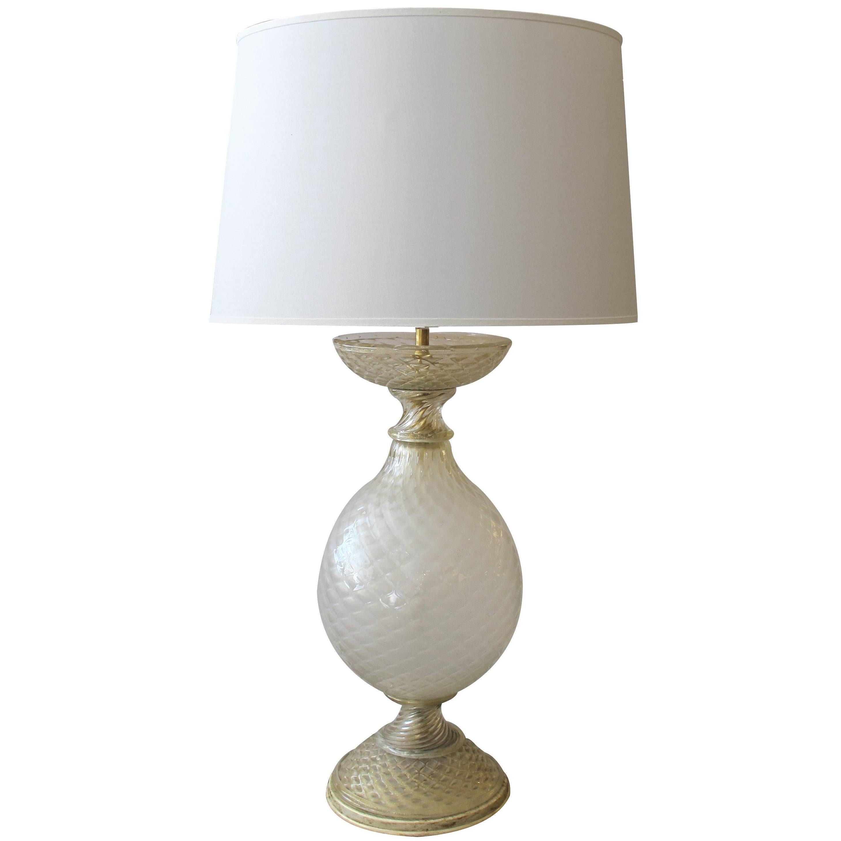 Atemberaubend große Murano Barovier & Toso Gold Aventurin Lampe für Marbro Lamp Co.