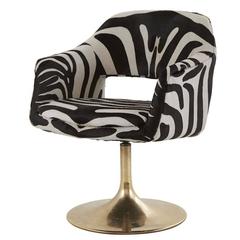 Vintage Zebra Swivel Chair