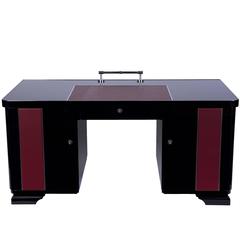 Art Deco Desk with Leather Applications 3