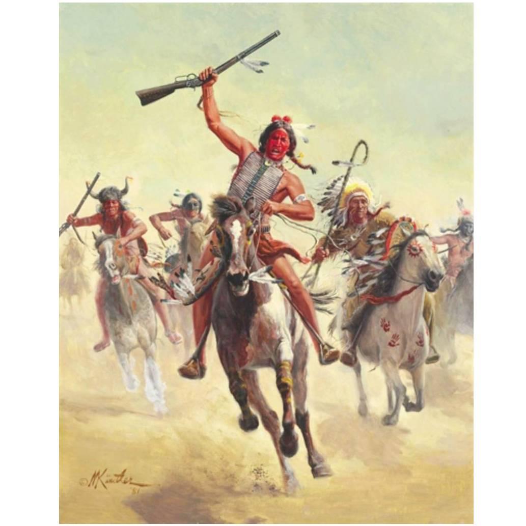 Warriors on Horseback Painting by Morton Kunstler, from Hammer Galleries For Sale