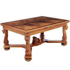 Early 20th Century Carved Walnut Extending Dining Table