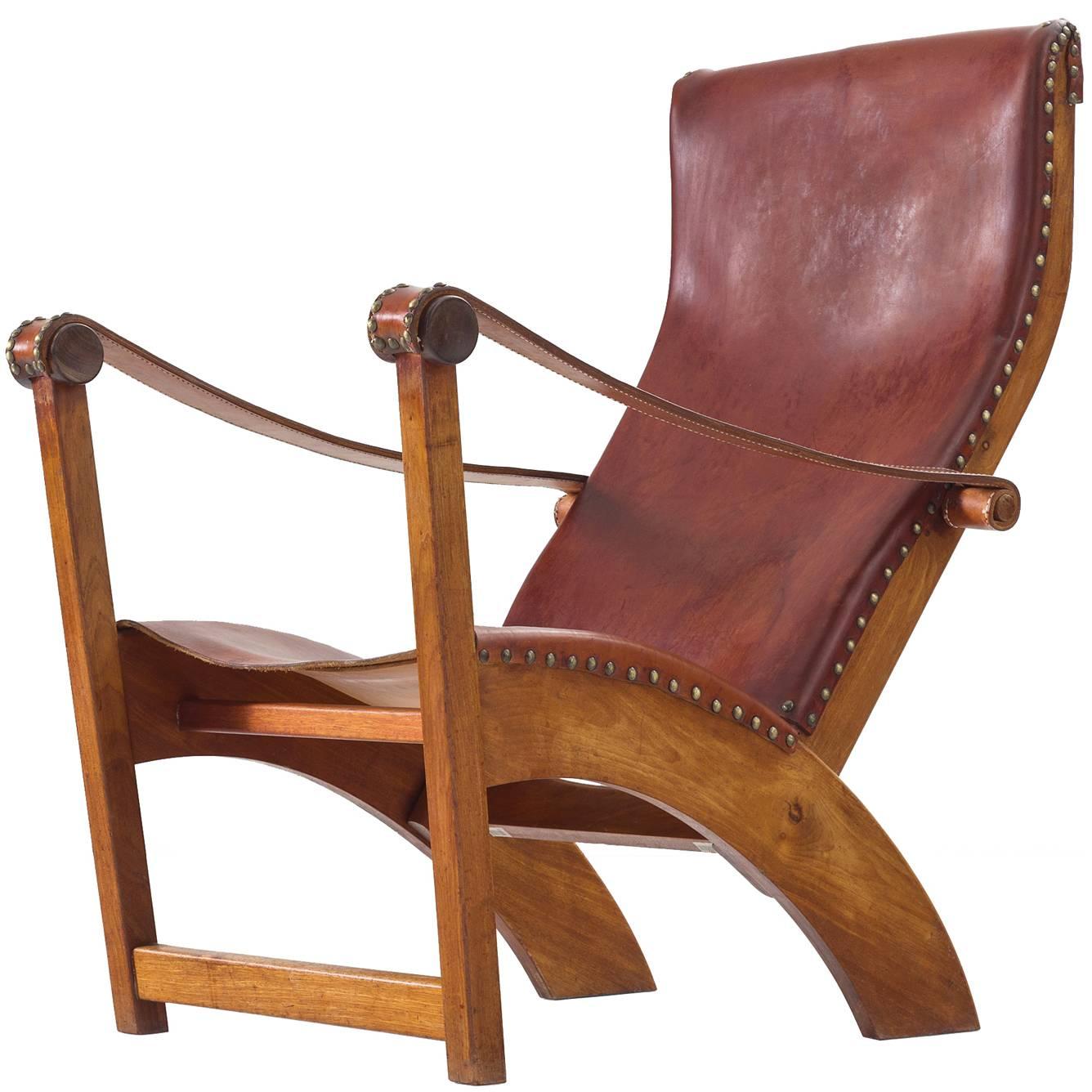 Mogens Voltelen Copenhagen Chair in Mahogany and Original Cognac Leather