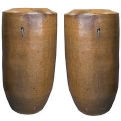 Mid-Century Modern Chinese Stoneware Glazed Planters 1