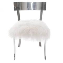 Modern Chair with Mongolian White Fur