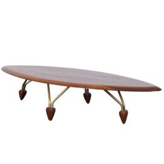 Vintage Walnut "Surfboard" Coffee Table by John Keal
