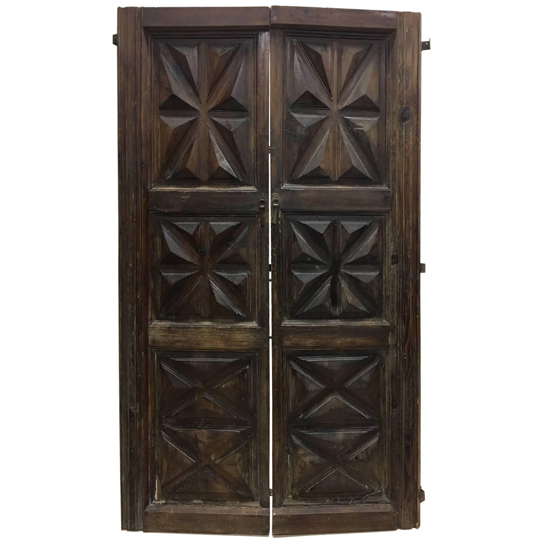 French 19th Century Pair of Carved Wood Doors or Screen