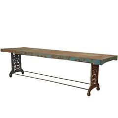 19th Century Victorian Industrial Cast Iron Long Table