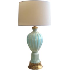 Large and Good Quality Murano 1950s Barovier and Toso Seafoam Green Lamp