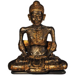 Early 18th Century, Gilt Bronze Vajrasana Fasting Buddha in Dhyana Mudra, Thai