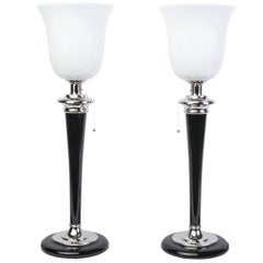 Beautiful Pair of Art Deco Style Table Lamps Designed by Mazda