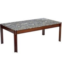Danish 1970s Rosewood Marble-Top Coffee Table