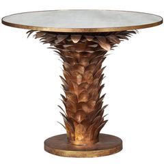 Vintage Rare Important Gilt Carved Maison Bagues Style Palm Tree Center Table