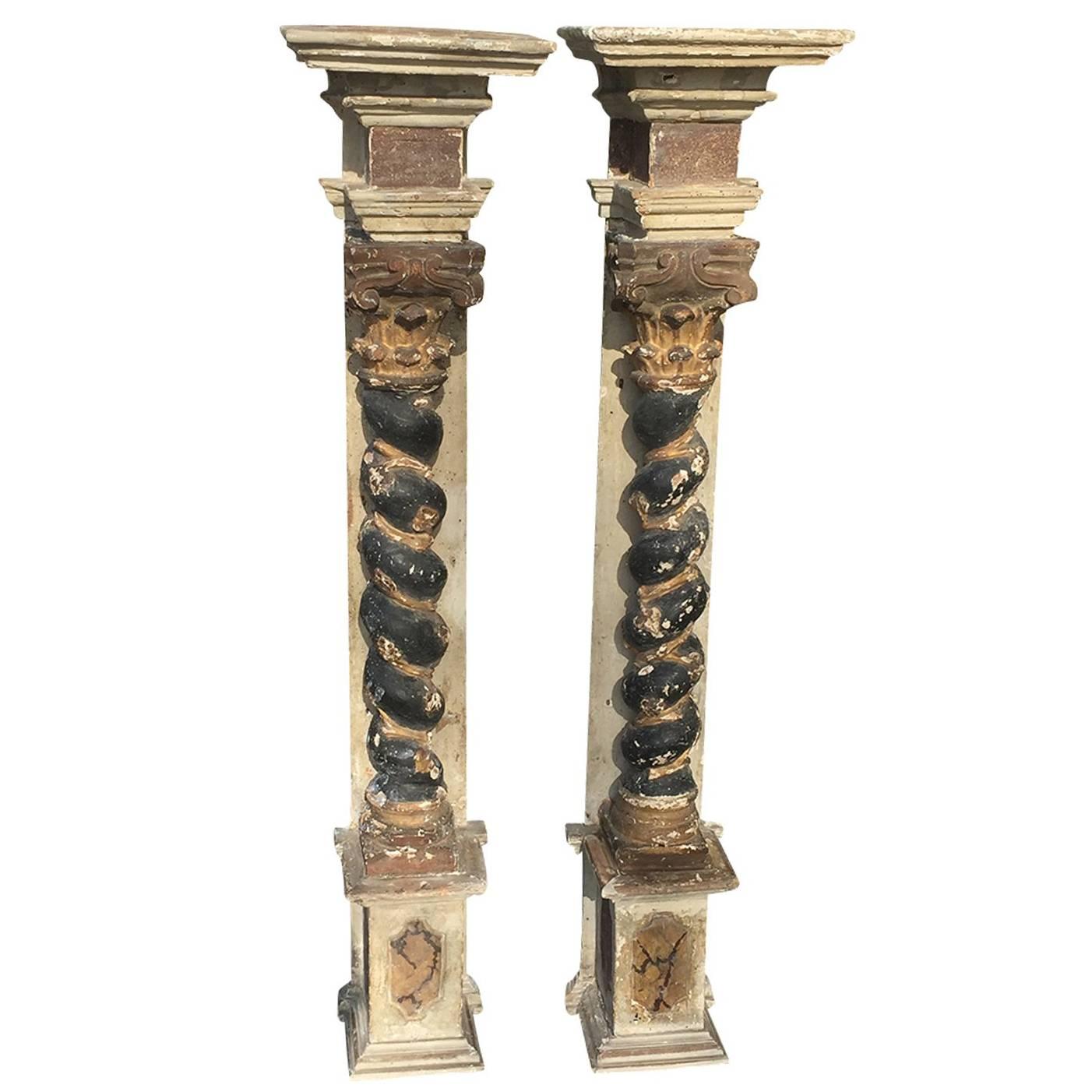 Pair of 17th-18th Century Italian Baroque Columns