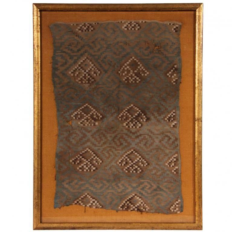 Framed Peruvian Inca Textile Fragment