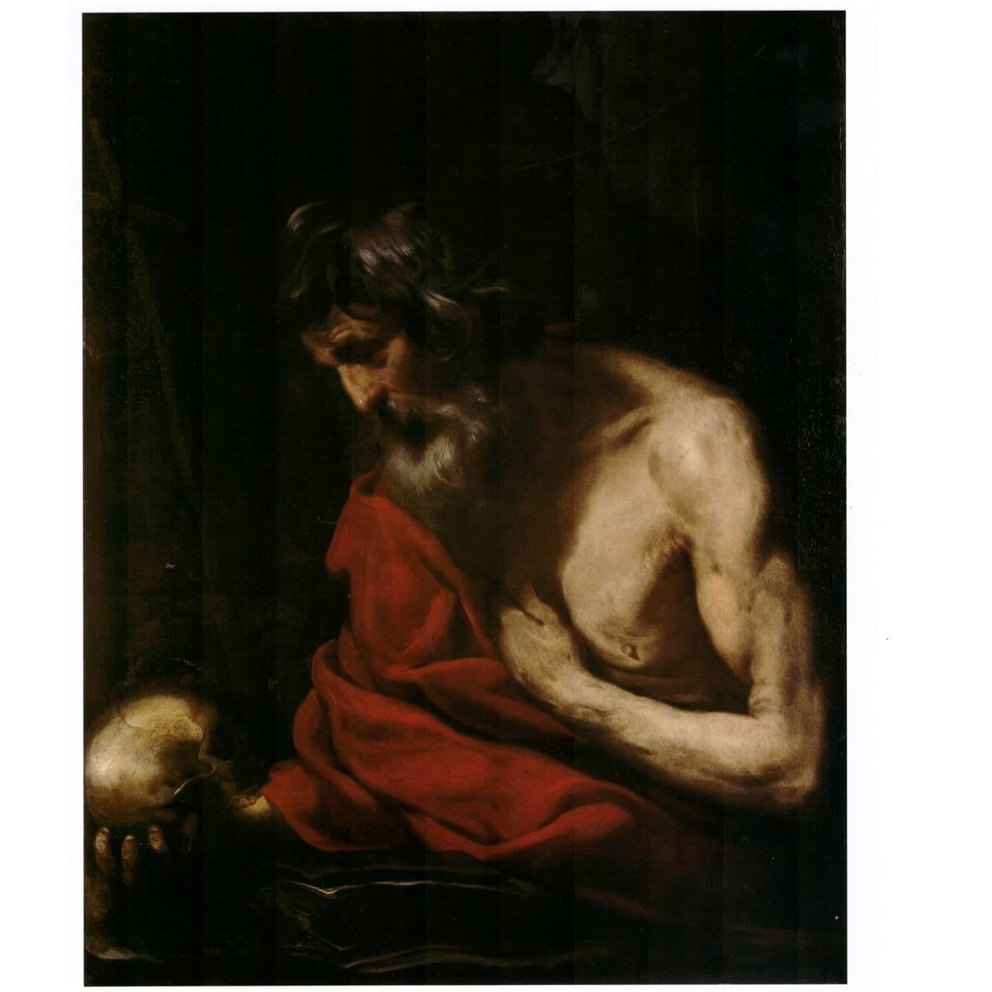 Simone Cantarini "Saint Jerome", Oil on Canvas For Sale
