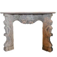 Antique Carrara Marble Fireplace Mantel