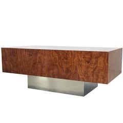 Mid-Century Modern Style Burl Wood and Chrome Executive Desk