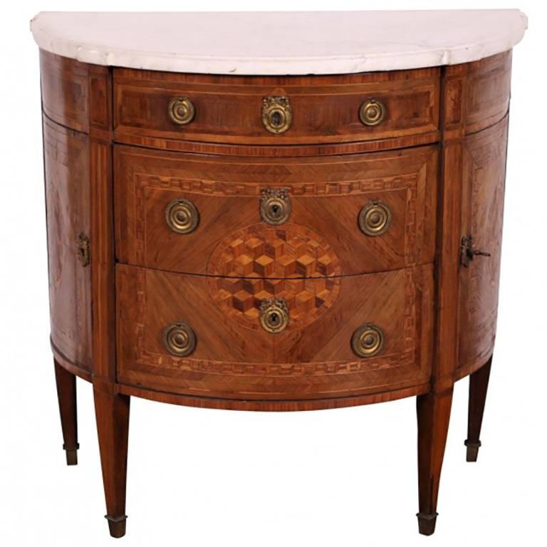 18th Century Demilune Cabinet with Marble Top