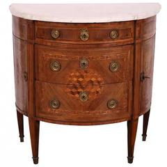 18th Century Demilune Cabinet with Marble Top