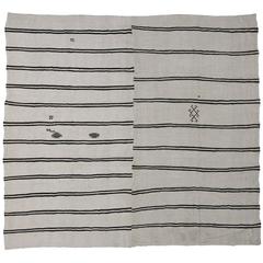 Black and White Turkish Kilim Rug with Modern Style 6