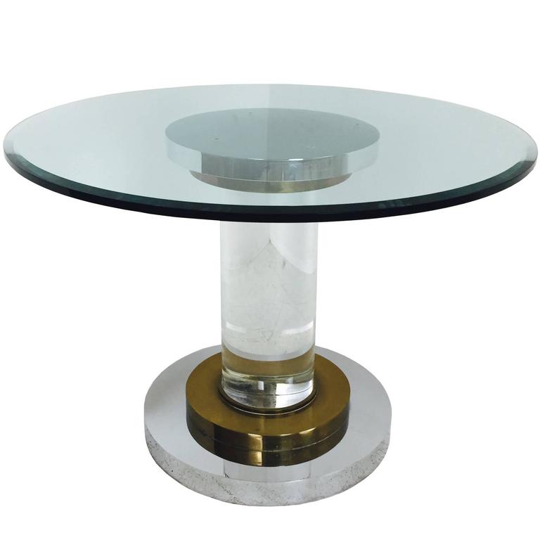 Lucite and Glass Pedestal Dining Table by Romeo Rega at 1stDibs