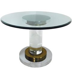 Lucite and Glass Pedestal Dining Table by Romeo Rega