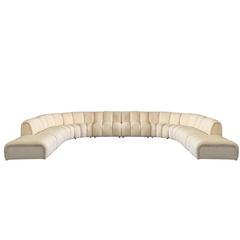 Ten-Piece Monumental Channel Back Sectional Sofa
