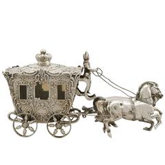 Antique German Silver 'Horse and Carriage' Bon Bon Dish, 1900s