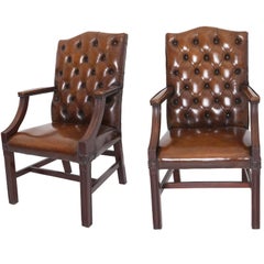 20th Century Leather Gainsborough Style Chairs