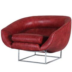 Milo Baughman Leather and Chrome Tub Chair for Thayer Coggin 6