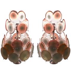 Art Deco Pink and White Murano Glass Chandelier 7