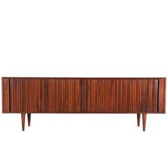 Mid-Century Modern Low Profile Tambour Door Credenza