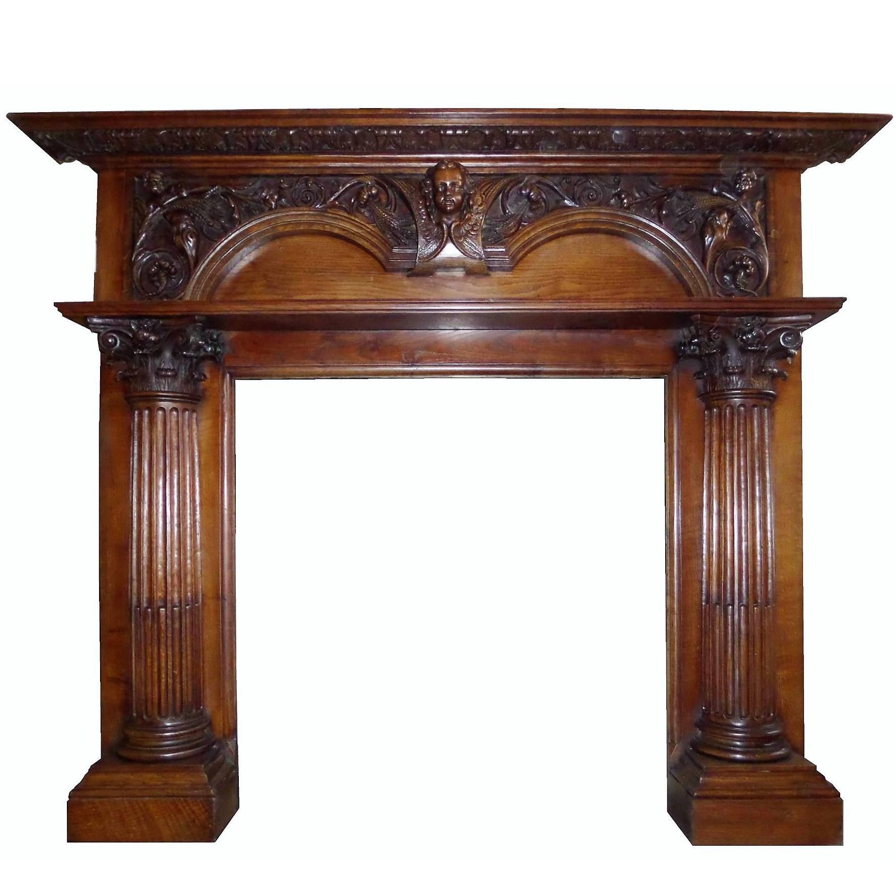 Early 19th Century Georgian Oak Mantel Fireplace Surround For Sale at