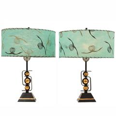 Pair of Mid-Century Lounge Lamps with Resin Paper Shades, circa 1960s