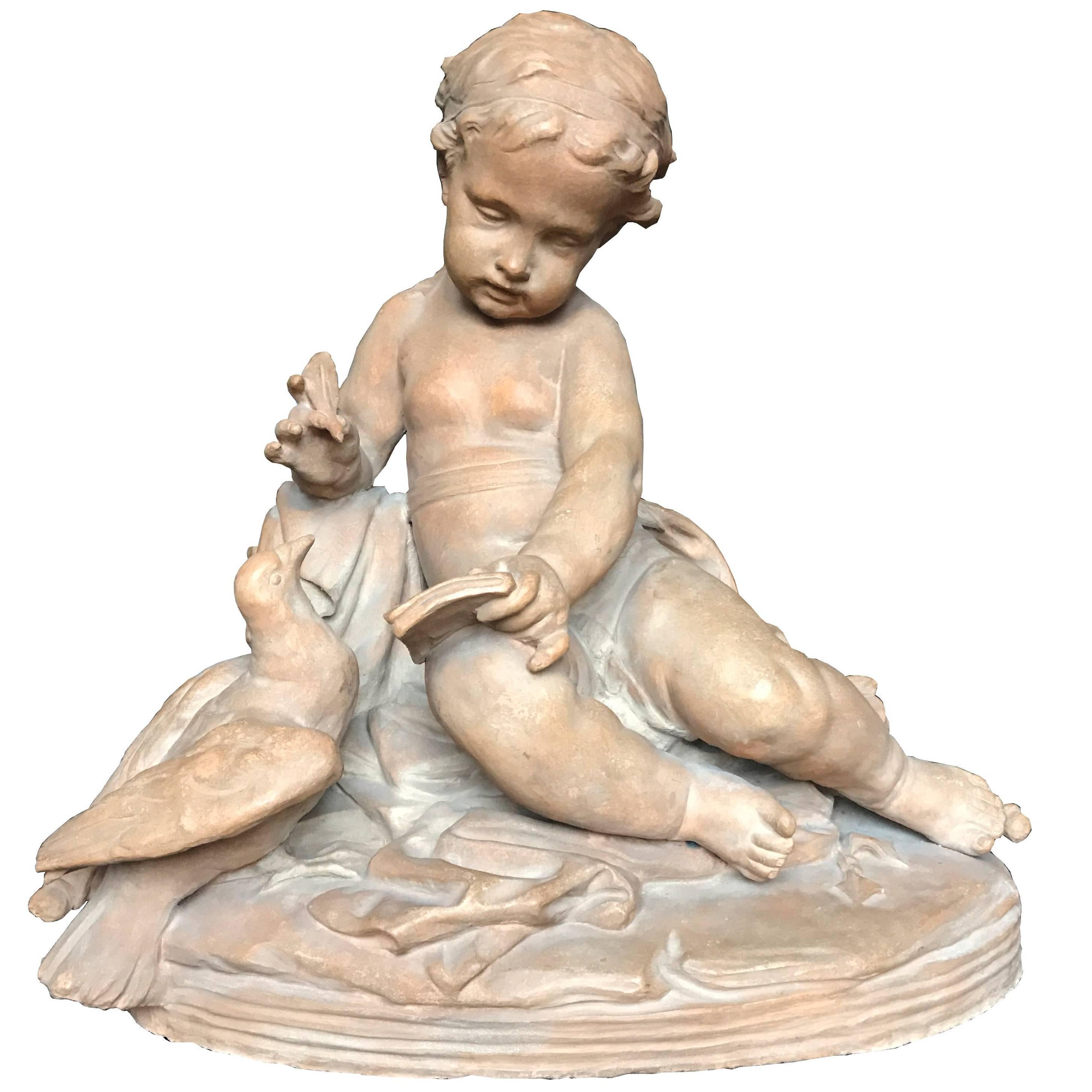 Terracotta Allegory of Literature after Jean Baptiste Pigalle For Sale