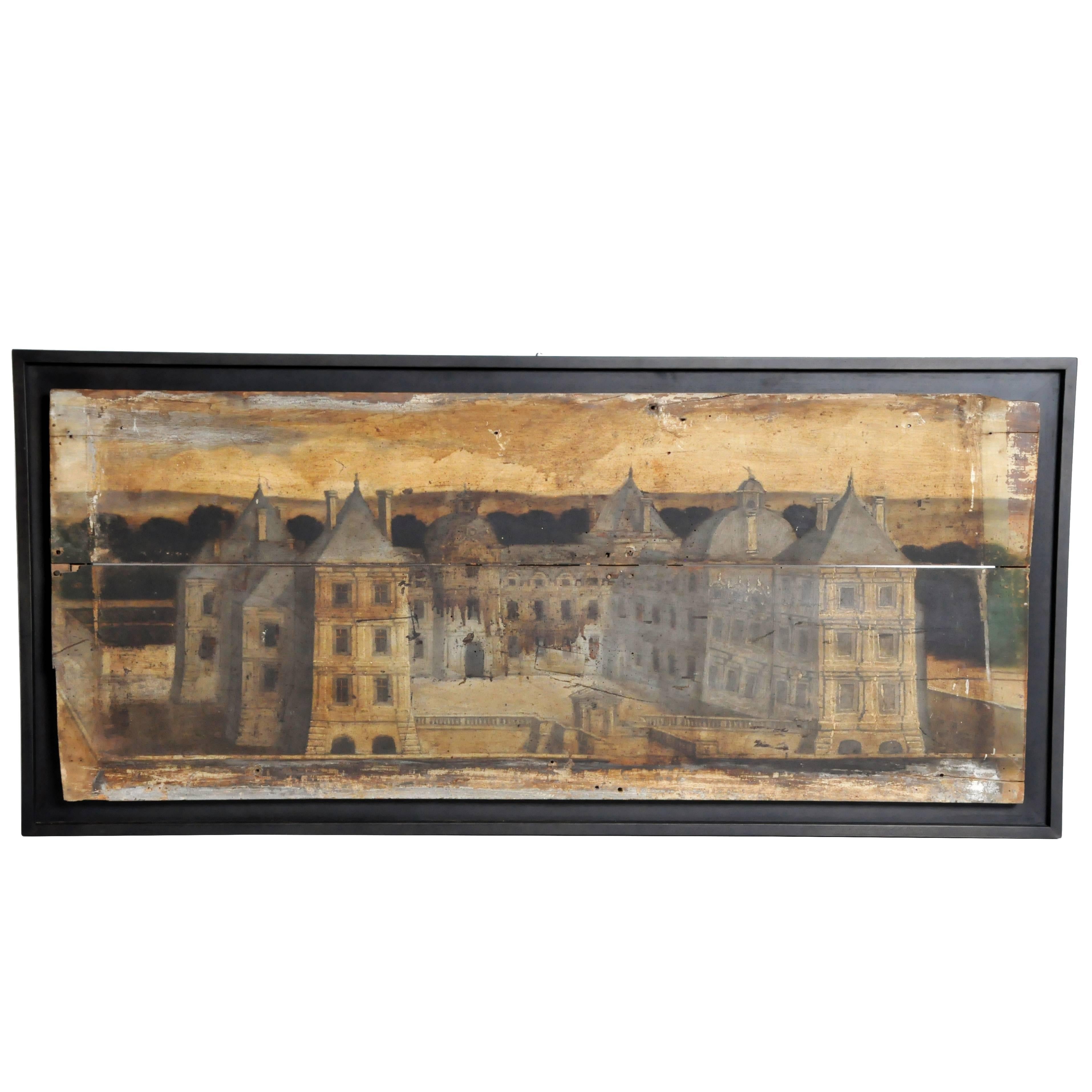 French "Boisserie" Painting on Hand-Scraped Walnut Wood