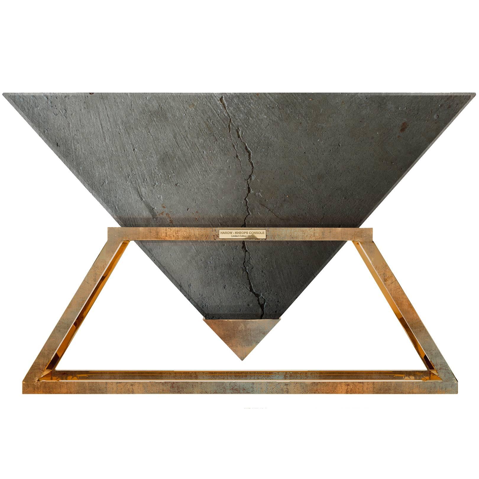 Contemporary Kheops Console Table in Concrete and Aluminum  