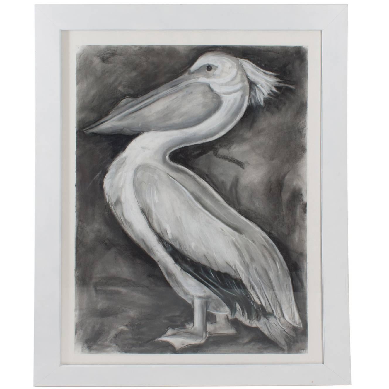 Pastel on Paper of a Pelican by Marianne Stikas For Sale